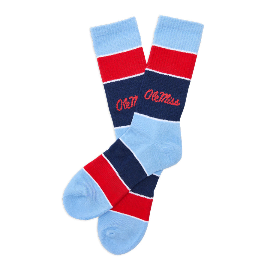 Ole Miss Powder Wide Stripe Casual Crew