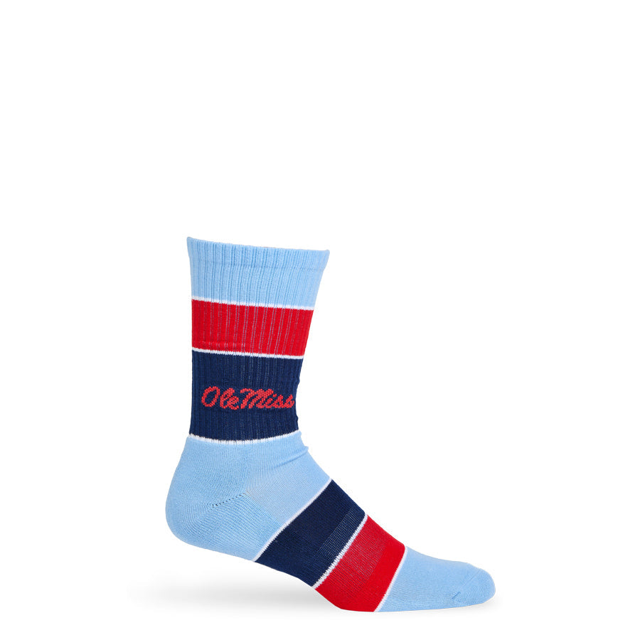 Ole Miss Powder Wide Stripe Casual Crew