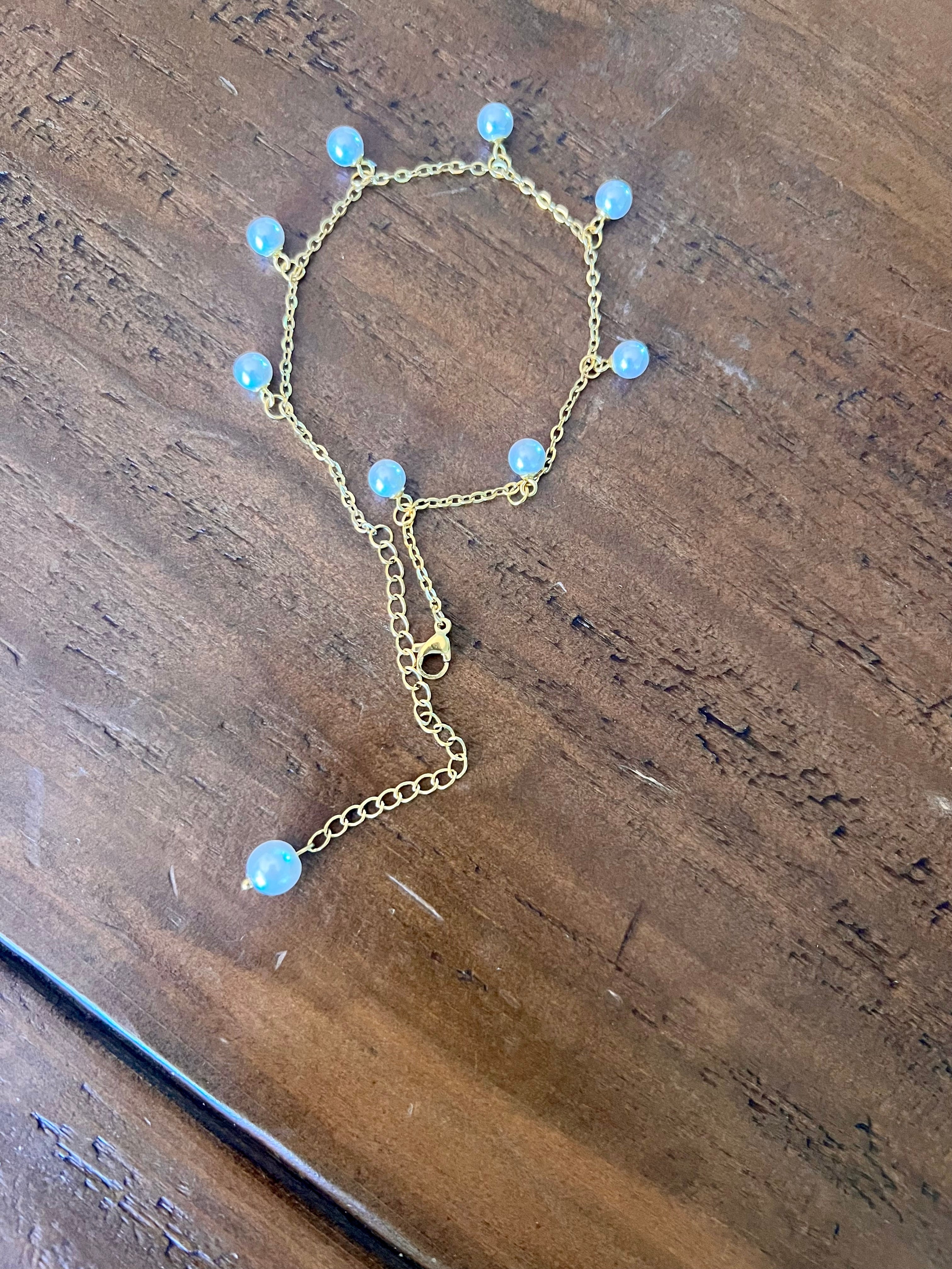 waterproof butterfly and pearl anklets