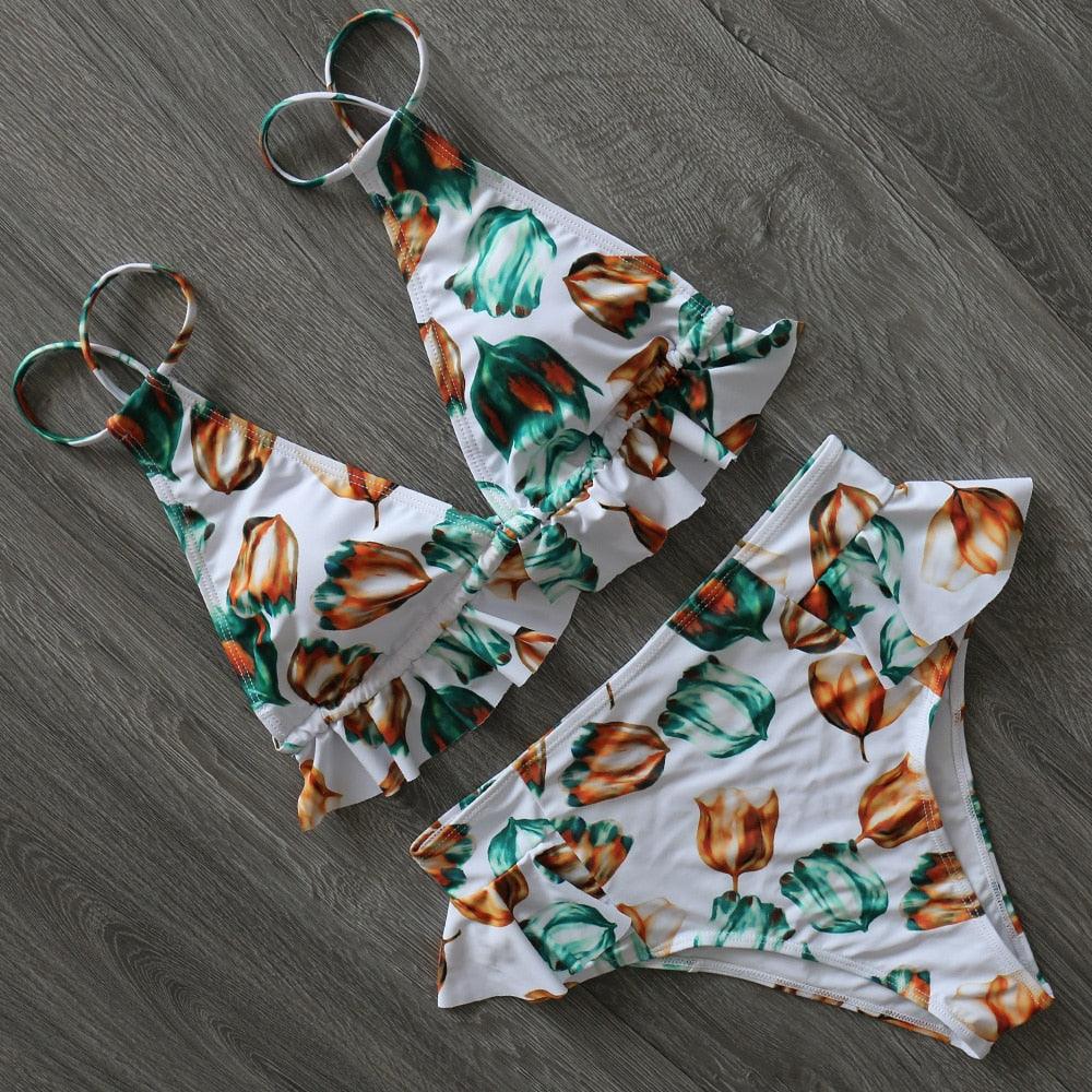 High Waist Ruffle Bikini Set