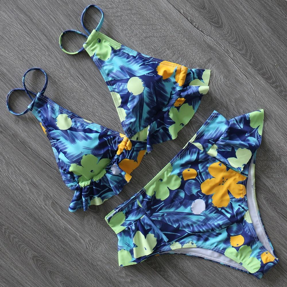 High Waist Ruffle Bikini Set