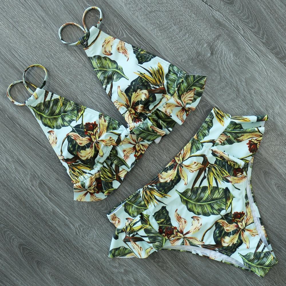 High Waist Ruffle Bikini Set