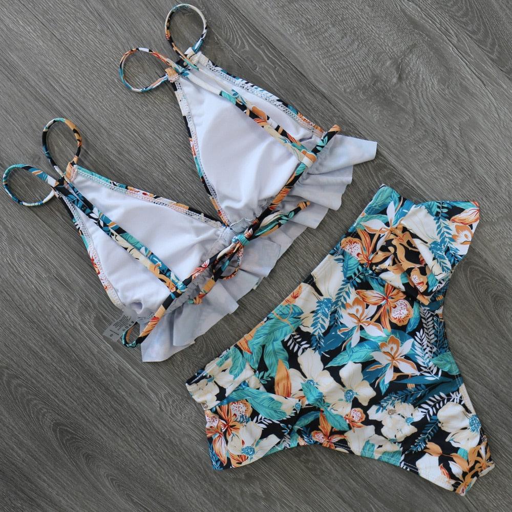 High Waist Ruffle Bikini Set