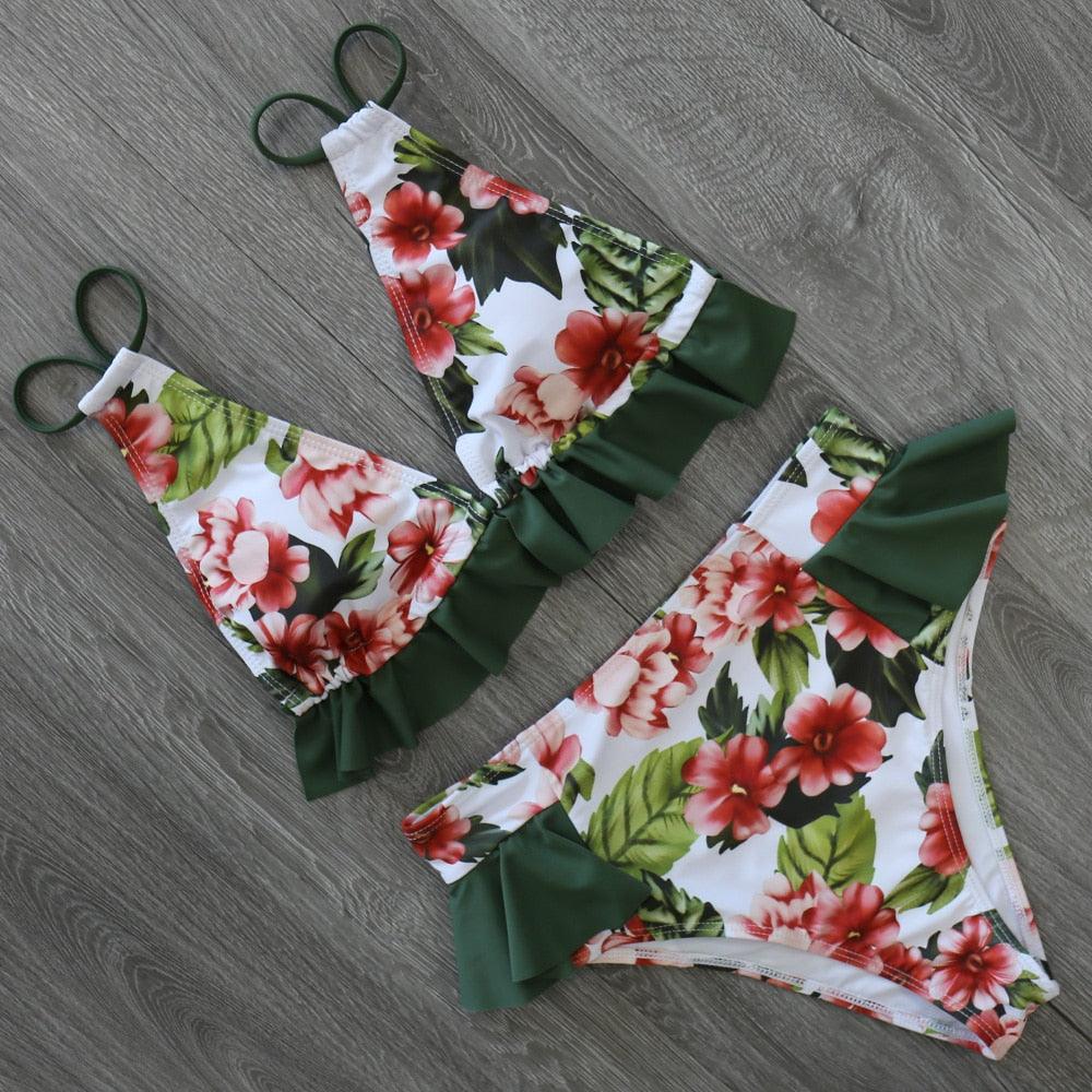 High Waist Ruffle Bikini Set