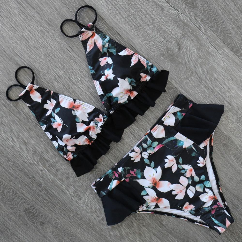 High Waist Ruffle Bikini Set