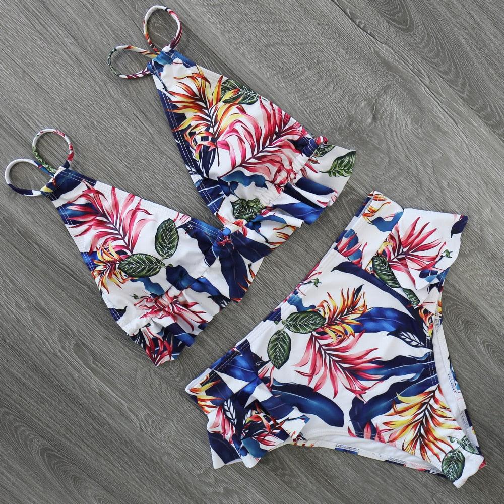 High Waist Ruffle Bikini Set
