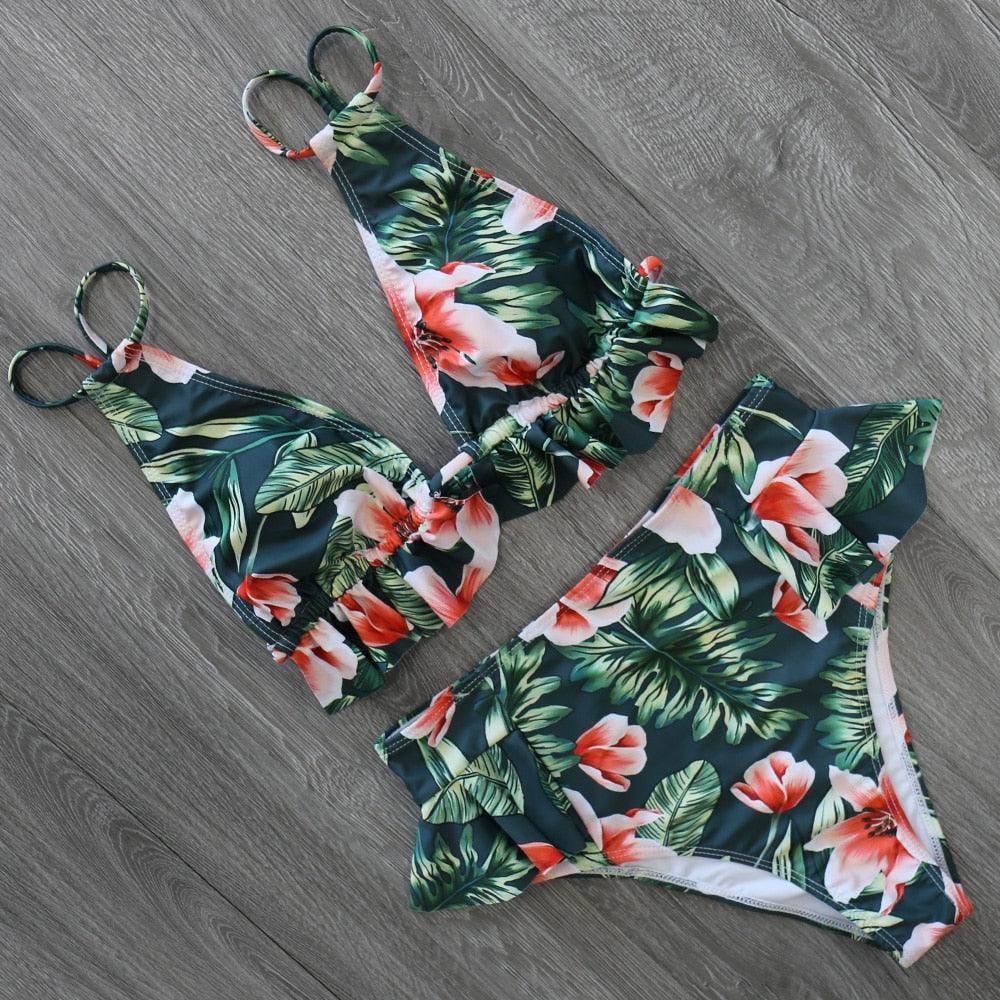 High Waist Ruffle Bikini Set