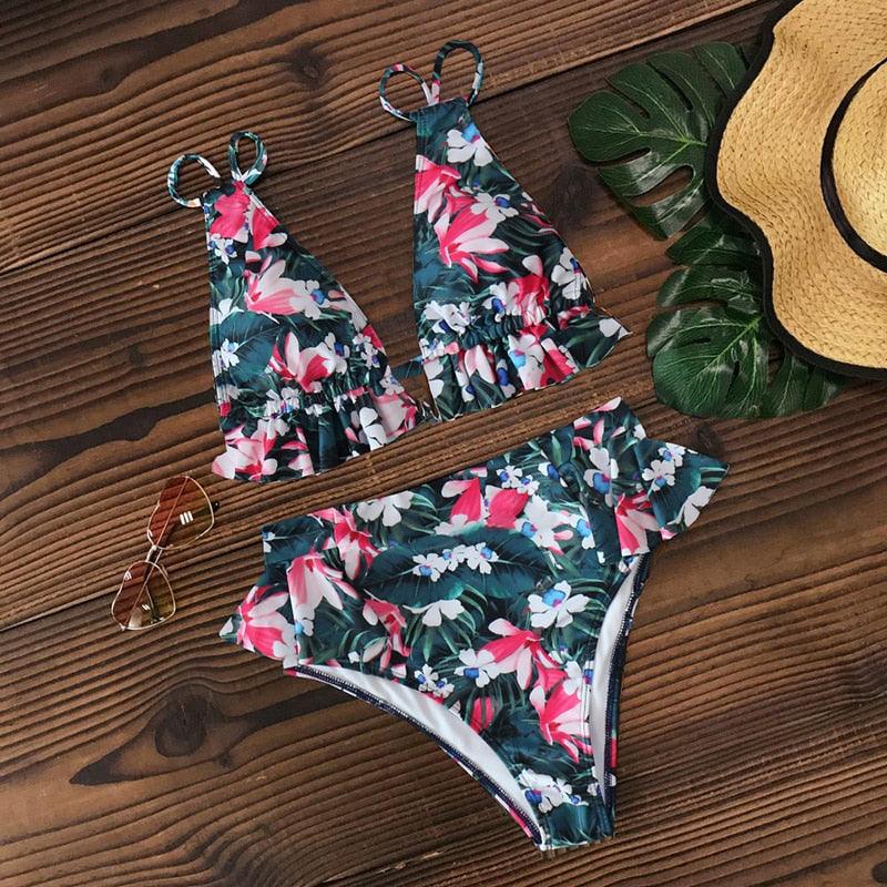 High Waist Ruffle Bikini Set