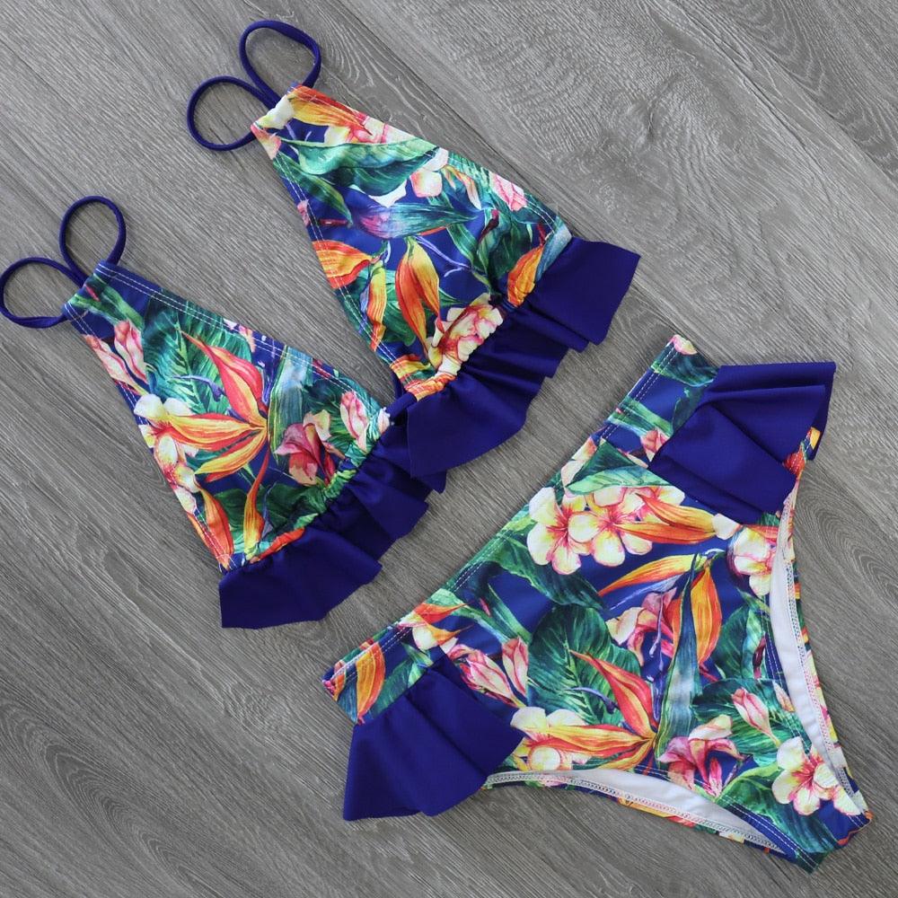 High Waist Ruffle Bikini Set