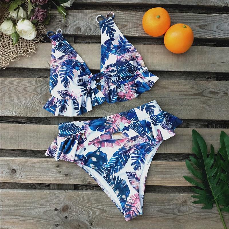 High Waist Ruffle Bikini Set