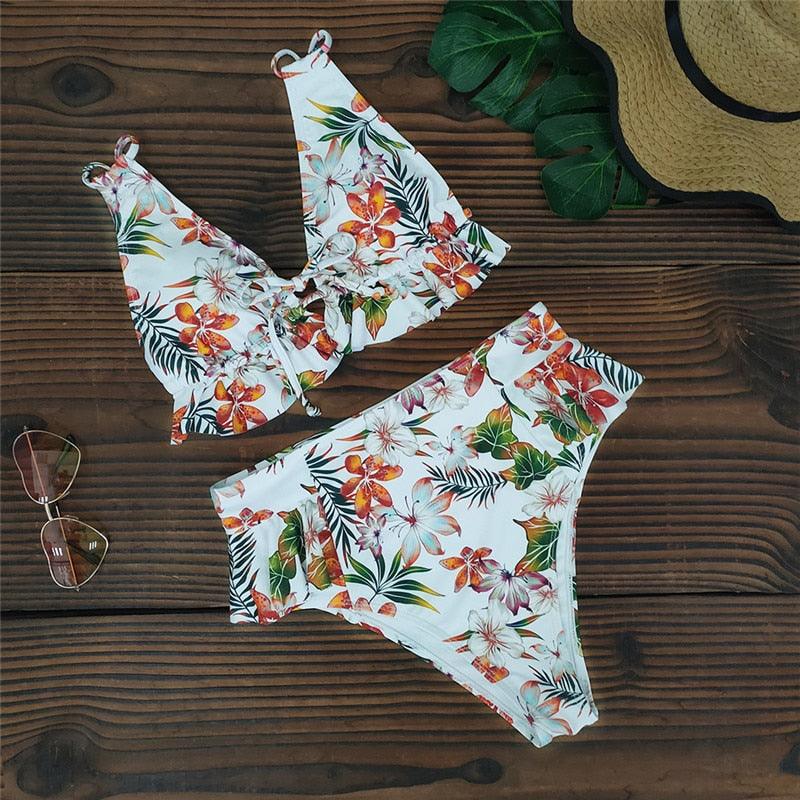 High Waist Ruffle Bikini Set