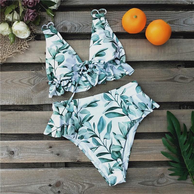 High Waist Ruffle Bikini Set