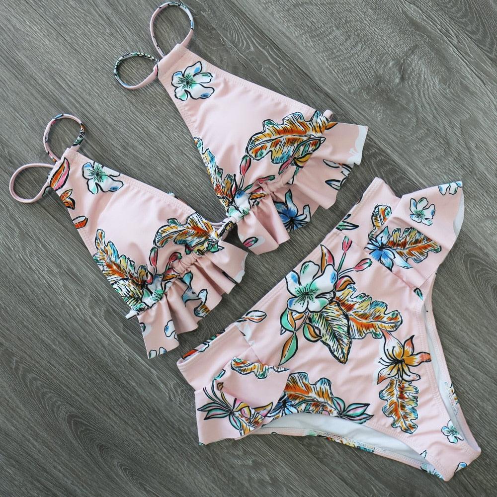 High Waist Ruffle Bikini Set