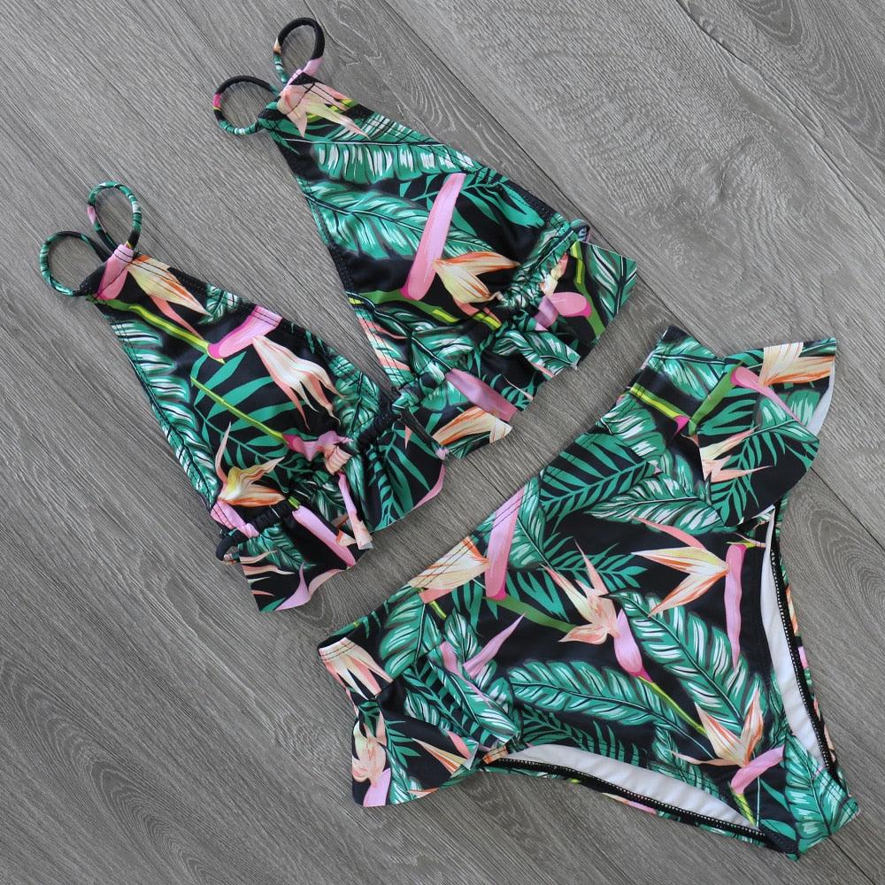 High Waist Ruffle Bikini Set