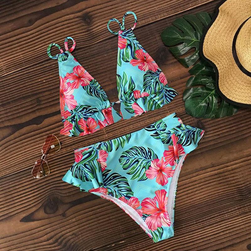 High Waist Ruffle Bikini Set