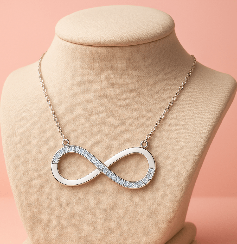 Sparkle Infinity Pendant Necklace - Hypoallergenic 925 Sterling Silver with Austrian AAAA Zirconia | Child & Teen Safe | Amtikiss Casuals