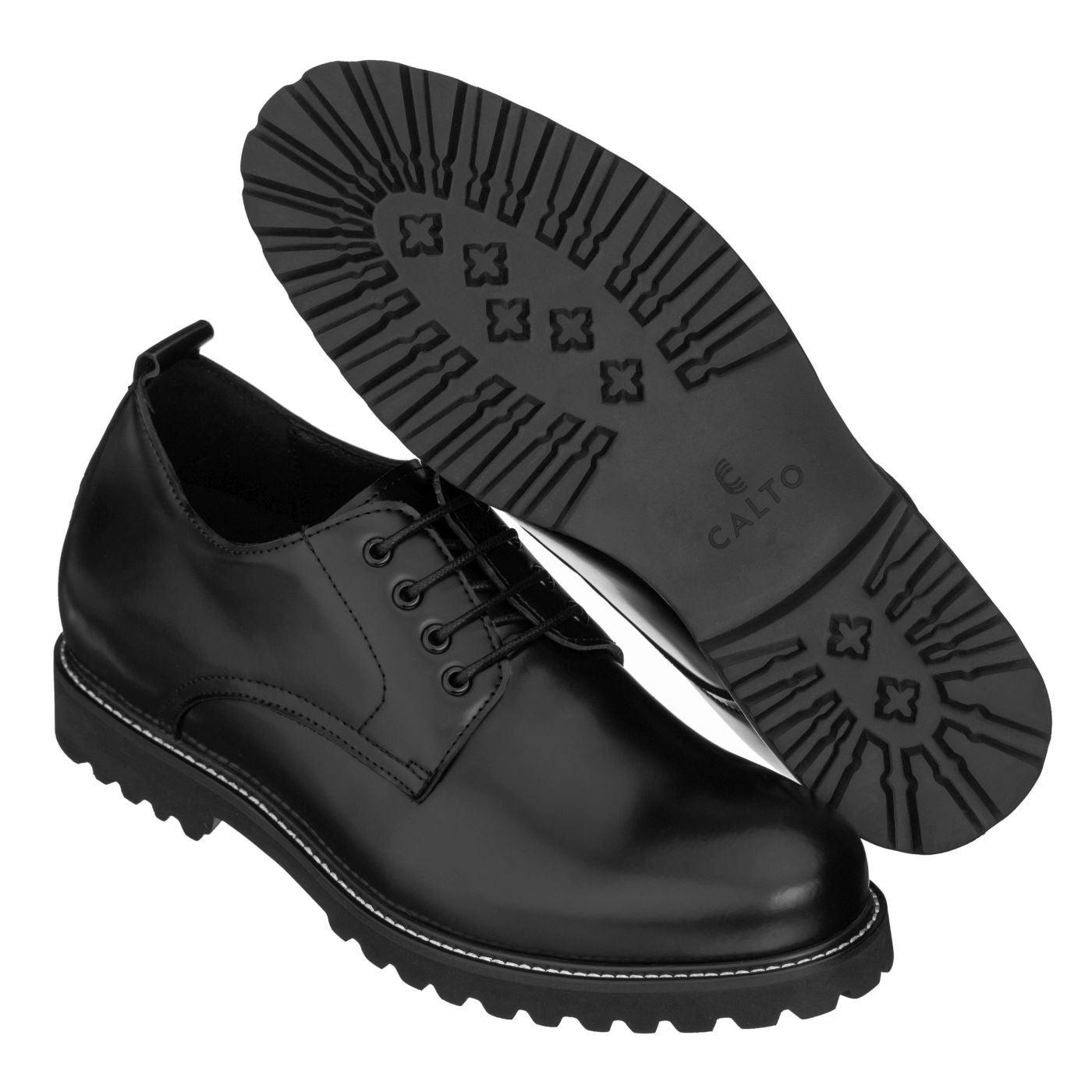 Men's Black Leather Elevator Work Shoes S9118