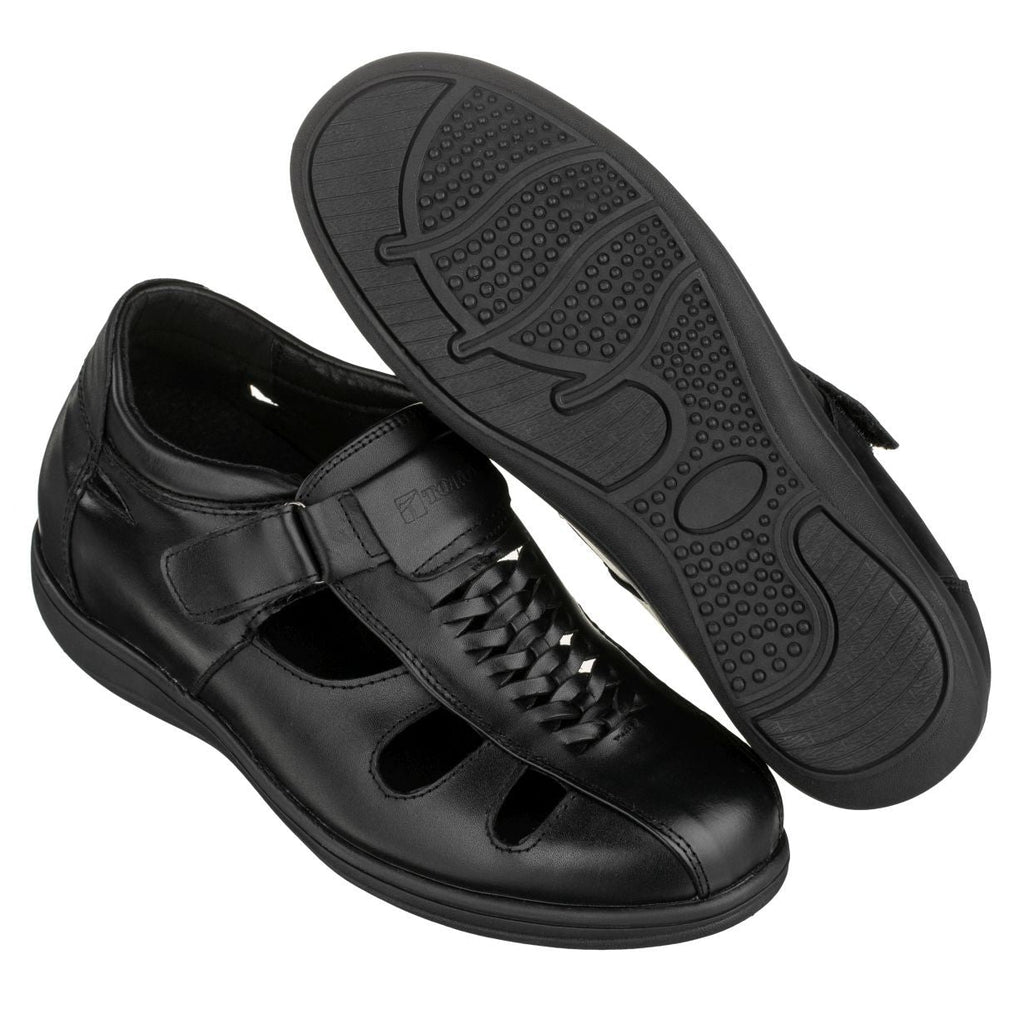 TOTO Black Braided Leather Sandals - Three Inches - G1307