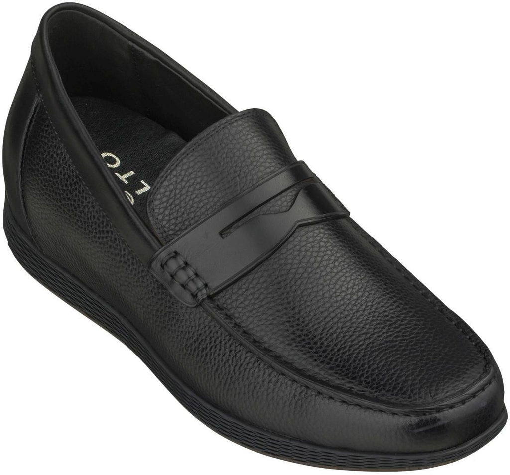 Men's Black Penny Loafer Elevator Shoes S1090