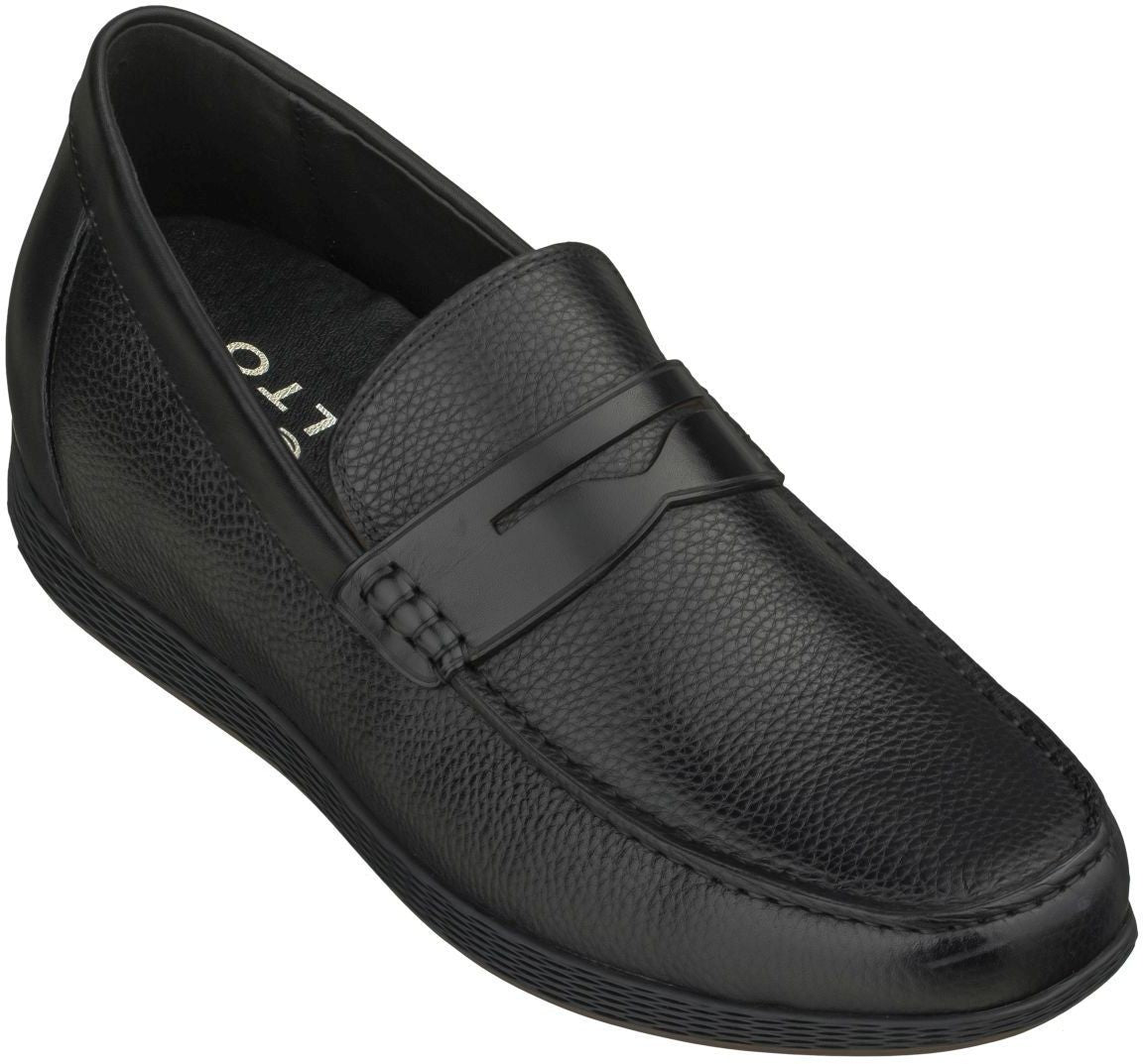 Men's Black Penny Loafer Elevator Shoes S1090