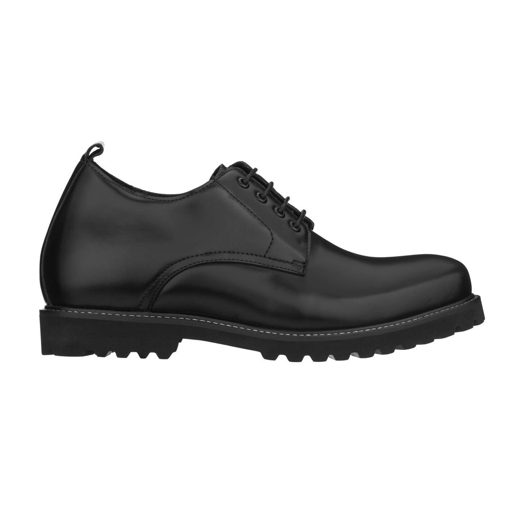 Men's Black Leather Elevator Work Shoes S9118