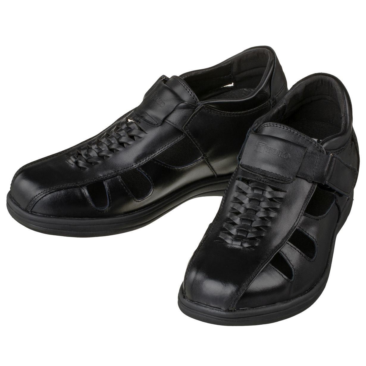 TOTO Black Braided Leather Sandals - Three Inches - G1307
