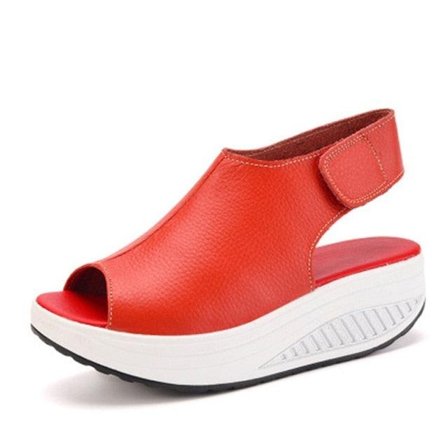 Vintage Platform Sandals, Leather Open-Toe Design, Casual Walking Shoes, Soft PU Leather, Non-Slip Beach Shoes