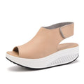 Vintage Platform Sandals, Leather Open-Toe Design, Casual Walking Shoes, Soft PU Leather, Non-Slip Beach Shoes