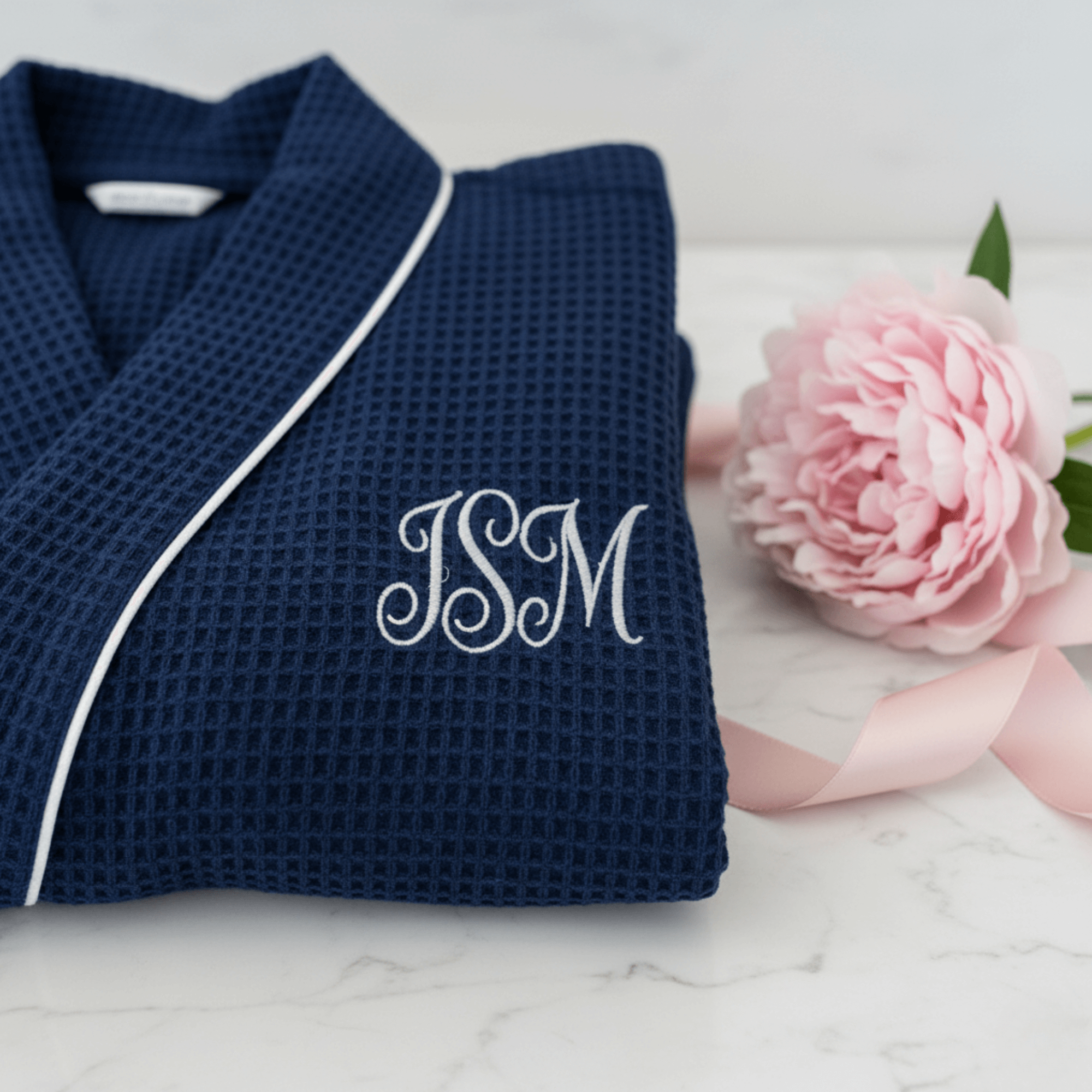 Knee-Length Waffle Robe for Women with Available Personalized Embroidery