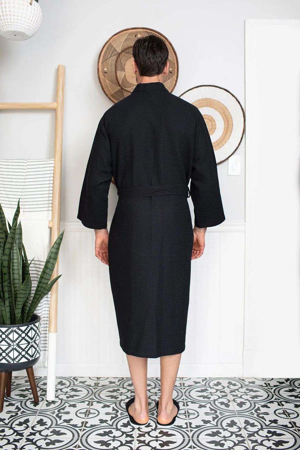 Waffle Spa Bathrobe for Men - Absorbent, Lightweight, with personalization available as an add-on.