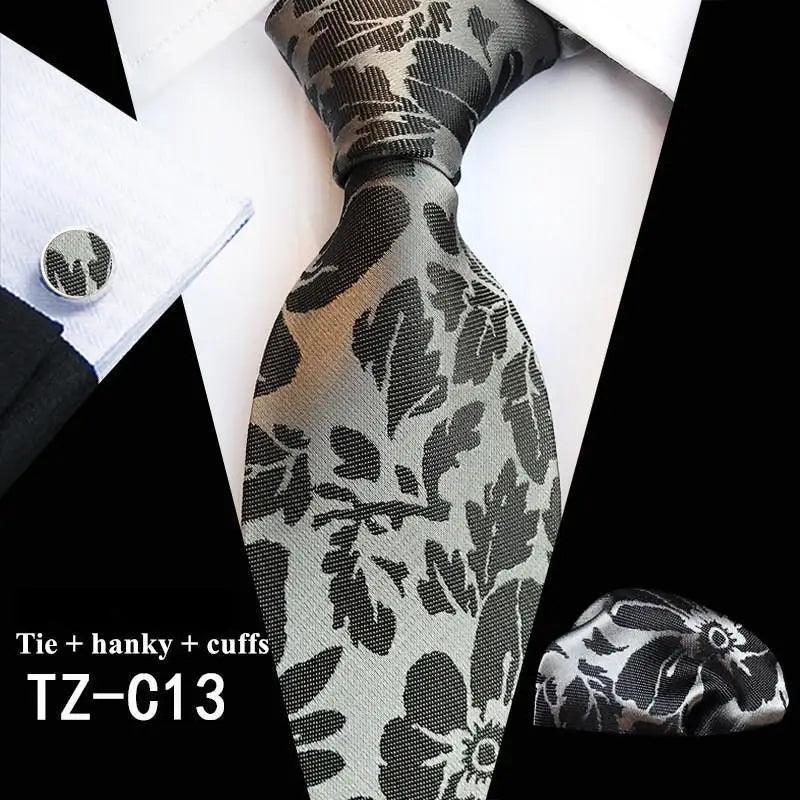 Silk Necktie With Cufflinks Set Fashion High Quality Necktie Set For Men