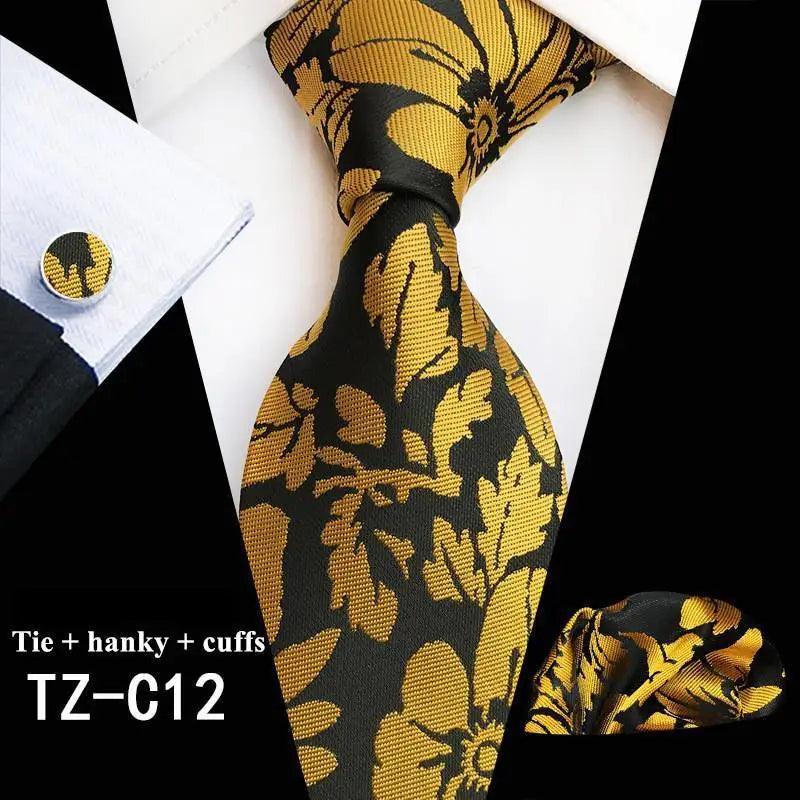 Silk Necktie With Cufflinks Set Fashion High Quality Necktie Set For Men