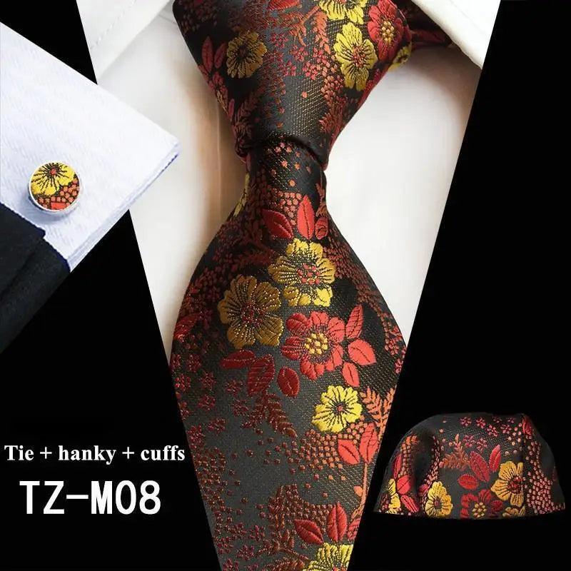 Silk Necktie With Cufflinks Set Fashion High Quality Necktie Set For Men