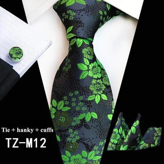 Silk Necktie With Cufflinks Set Fashion High Quality Necktie Set For Men