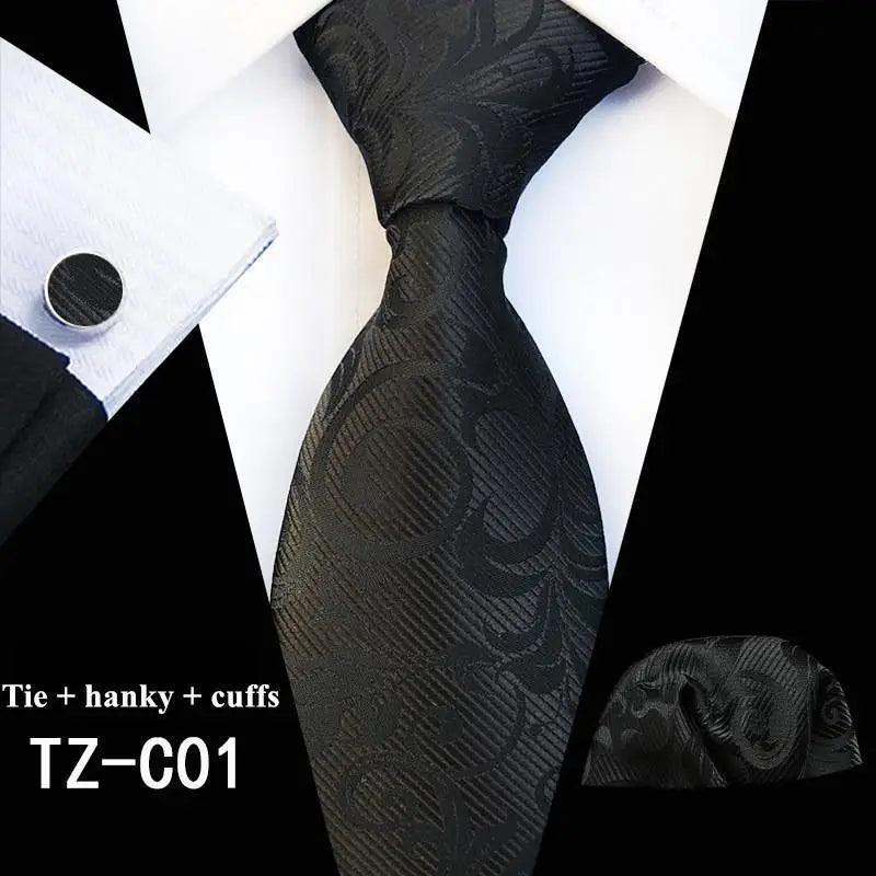 Silk Necktie With Cufflinks Set Fashion High Quality Necktie Set For Men