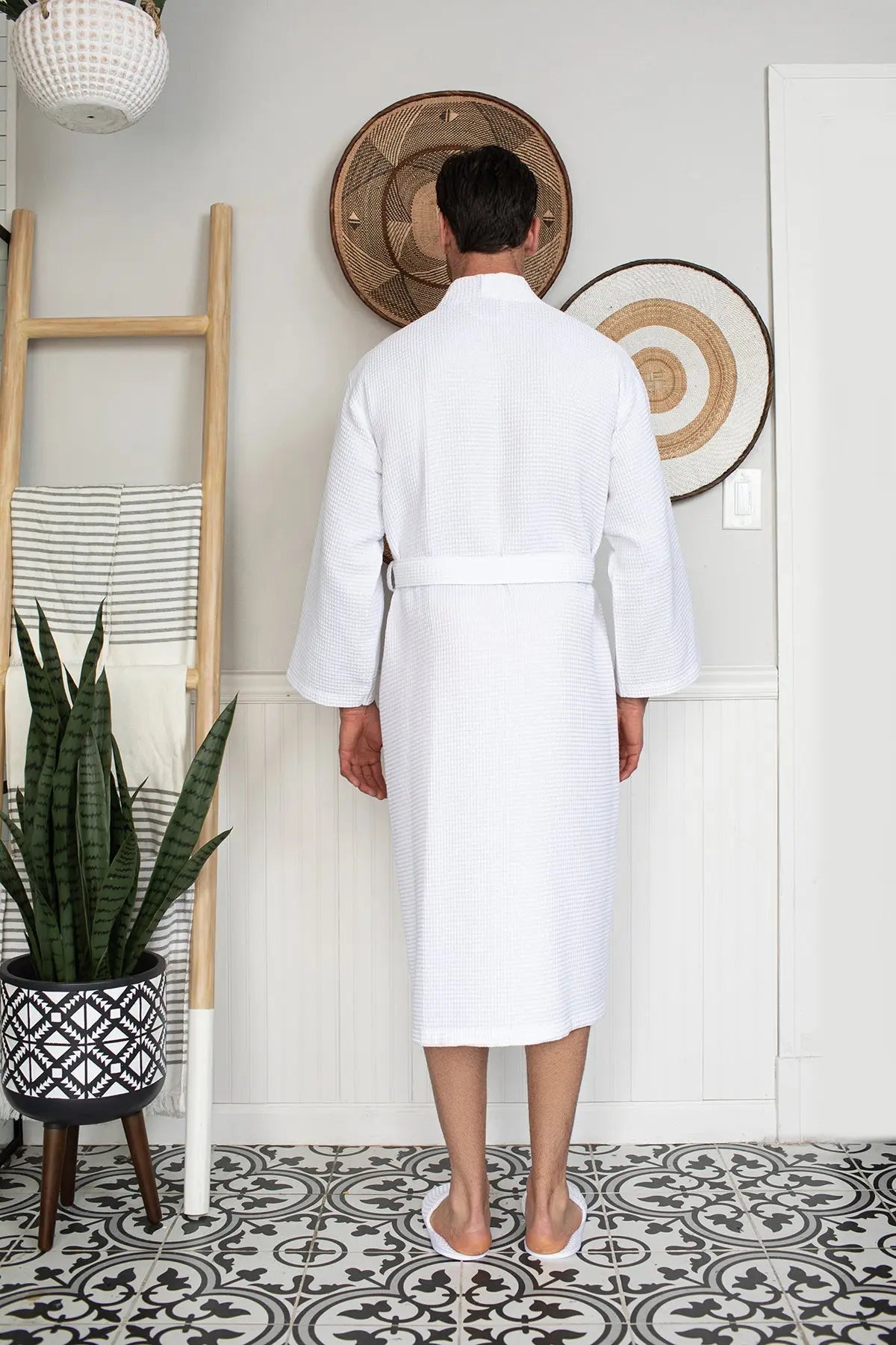 Waffle Spa Bathrobe for Men - Absorbent, Lightweight, with personalization available as an add-on.