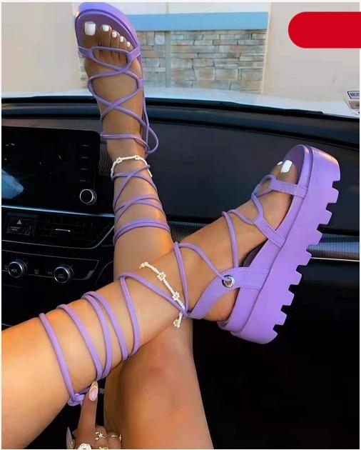 Woman Platform Ankle Wrap Fashion Lace Up Non Slip Women's Footwear Walking Sandal