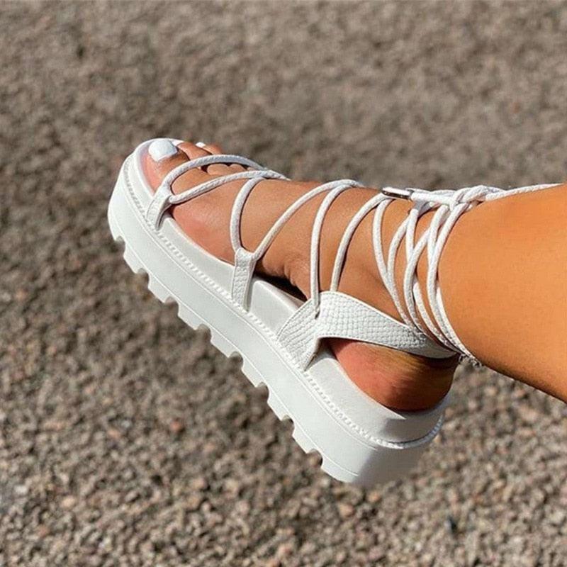 Woman Platform Ankle Wrap Fashion Lace Up Non Slip Women's Footwear Walking Sandal