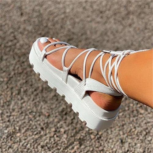 Woman Platform Ankle Wrap Fashion Lace Up Non Slip Women's Footwear Walking Sandal