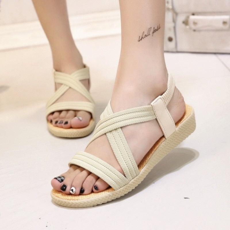 Women Breathable  Walking Shoes Heels Summer Platform Elastic Lightweight Soft Modern Beach Sandals