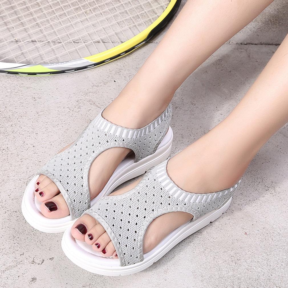 Women Breathable  Walking Shoes Heels Summer Platform Elastic Lightweight Soft Modern Beach Sandals