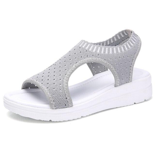 Women Breathable  Walking Shoes Heels Summer Platform Elastic Lightweight Soft Modern Beach Sandals