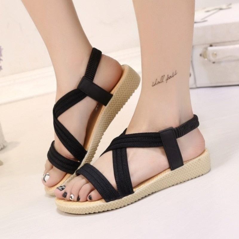 Women Breathable  Walking Shoes Heels Summer Platform Elastic Lightweight Soft Modern Beach Sandals