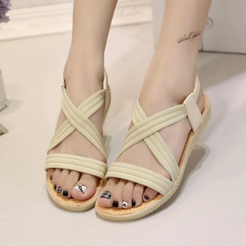 Women Breathable  Walking Shoes Heels Summer Platform Elastic Lightweight Soft Modern Beach Sandals
