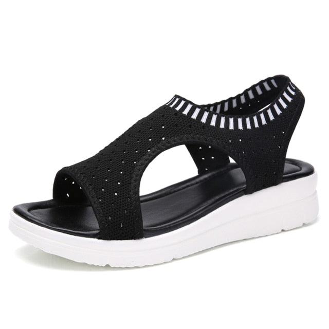 Women Breathable  Walking Shoes Heels Summer Platform Elastic Lightweight Soft Modern Beach Sandals