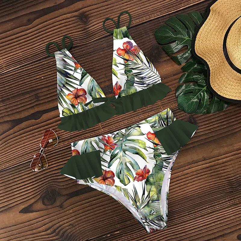 High Waist Ruffle Bikini Set