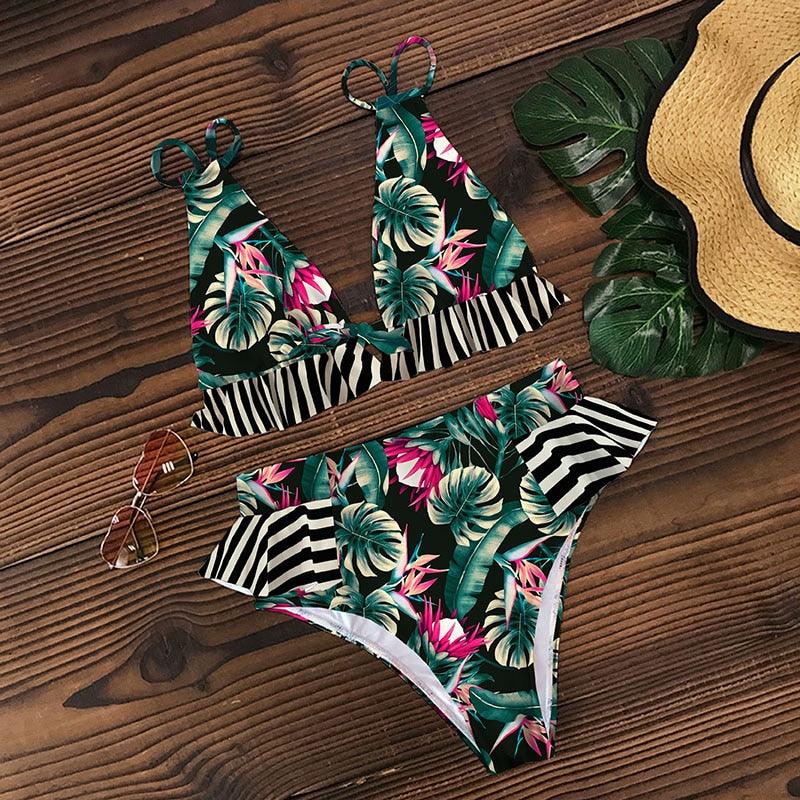 High Waist Ruffle Bikini Set