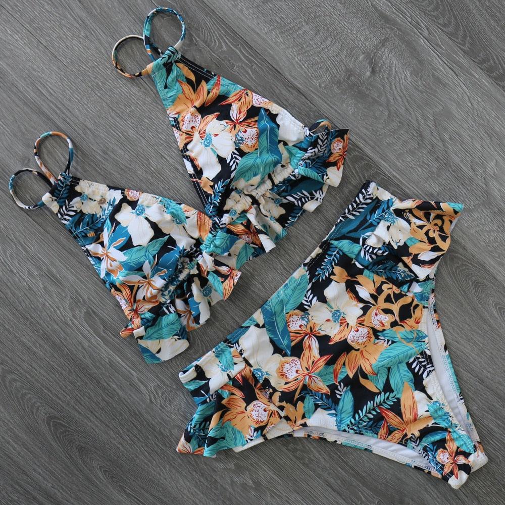 High Waist Ruffle Bikini Set