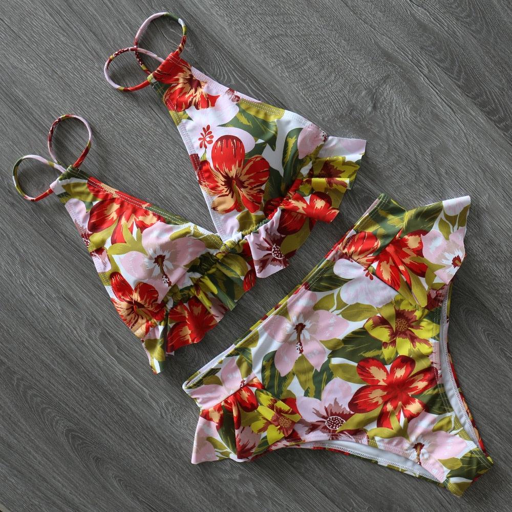 High Waist Ruffle Bikini Set