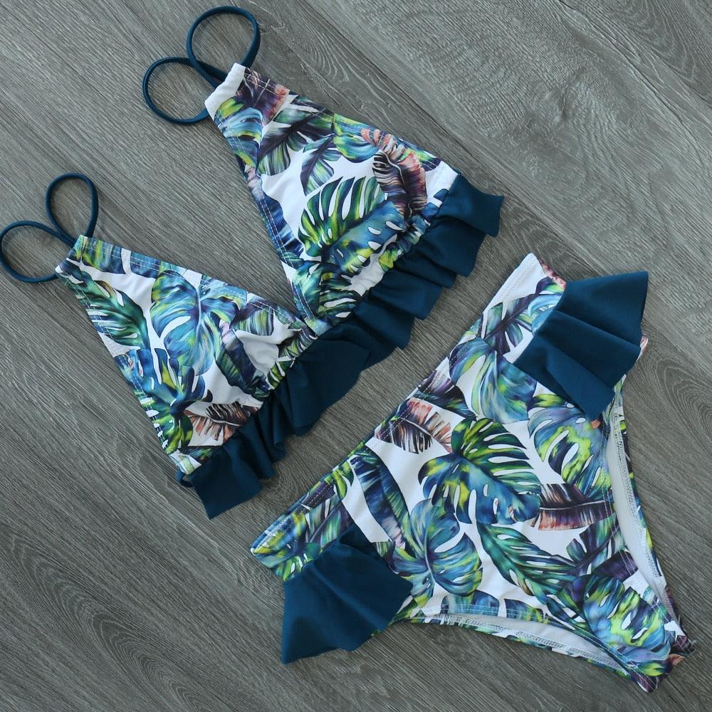 High Waist Ruffle Bikini Set